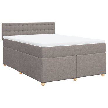 vidaXL Κρεβάτι Boxspring με Στρώμα Taupe 140x190 εκ. Υφασμάτινο