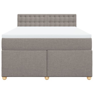 vidaXL Κρεβάτι Boxspring με Στρώμα Taupe 140x190 εκ. Υφασμάτινο