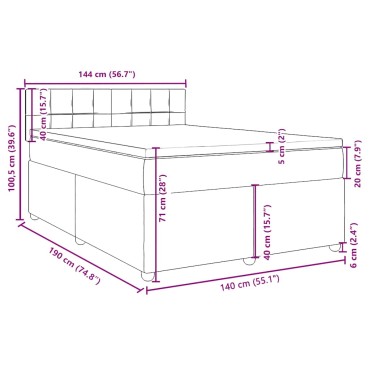 vidaXL Κρεβάτι Boxspring με Στρώμα Taupe 140x190 εκ. Υφασμάτινο