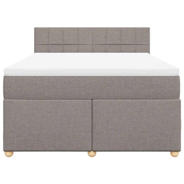 vidaXL Κρεβάτι Boxspring με Στρώμα Taupe 140x190 εκ. Υφασμάτινο