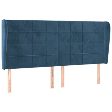 vidaXL Κεφαλάρι με Πτερύγια Σκούρο Μπλε 183x23x118/128cm Βελούδινο 1 τεμ.
