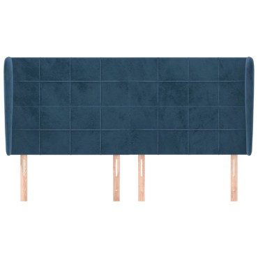 vidaXL Κεφαλάρι με Πτερύγια Σκούρο Μπλε 183x23x118/128cm Βελούδινο 1 τεμ.