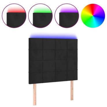 vidaXL Κεφαλάρι Κρεβατιού LED Μαύρο 90x5x118/128cm Βελούδινο 1 τεμ.