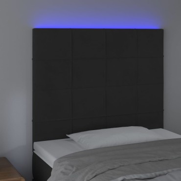 vidaXL Κεφαλάρι Κρεβατιού LED Μαύρο 90x5x118/128cm Βελούδινο 1 τεμ.