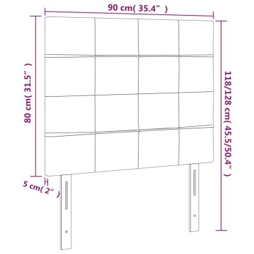 vidaXL Κεφαλάρι Κρεβατιού LED Μαύρο 90x5x118/128cm Βελούδινο 1 τεμ.
