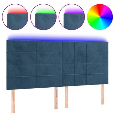 vidaXL Κεφαλάρι Κρεβατιού LED Σκούρο Μπλε 180x5x118/128cm Βελούδινο 1 τεμ.