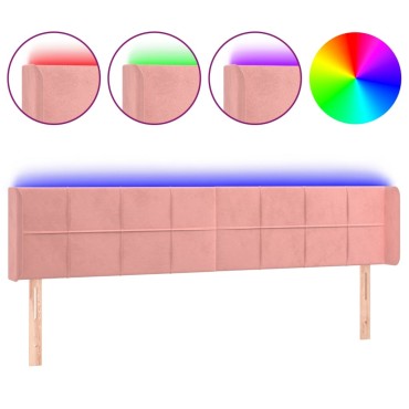 vidaXL Κεφαλάρι Κρεβατιού LED Ροζ 183x16x78/88cm Βελούδινο 1 τεμ.