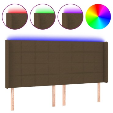 vidaXL Κεφαλάρι Κρεβατιού LED Σκούρο Καφέ 163x16x118/128cm Υφασμάτινο 1 τεμ.