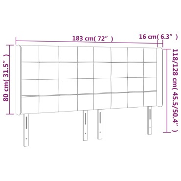 vidaXL Κεφαλάρι Κρεβατιού LED Σκούρο Μπλε 183x16x118/128cm Βελούδινο 1 τεμ.