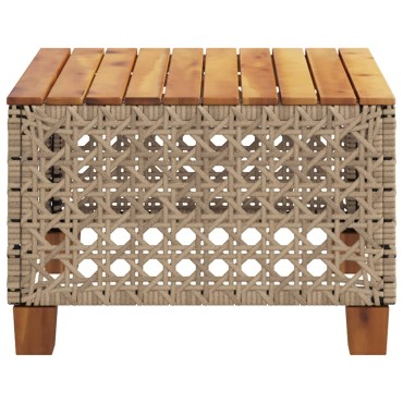 vidaXL Τραπέζι Κήπου Μπεζ 55x55x36cm Συνθετικό Ρατάν/Ξύλο Ακακίας 1 τεμ.
