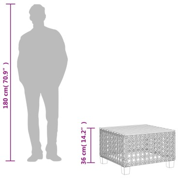 vidaXL Τραπέζι Κήπου Μπεζ 55x55x36cm Συνθετικό Ρατάν/Ξύλο Ακακίας 1 τεμ.