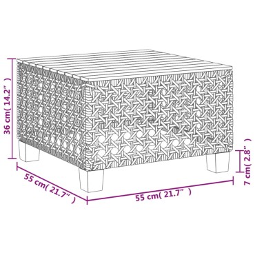 vidaXL Τραπέζι Κήπου Μπεζ 55x55x36cm Συνθετικό Ρατάν/Ξύλο Ακακίας 1 τεμ.