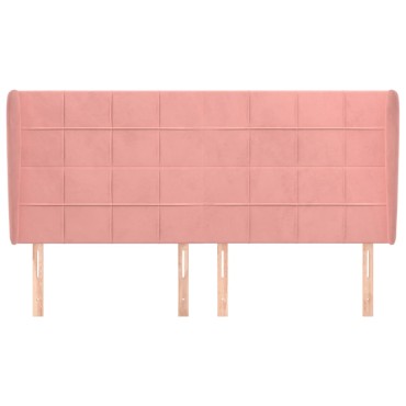 vidaXL Κεφαλάρι με Πτερύγια Ροζ 183x23x118/128cm Βελούδινο 1 τεμ.