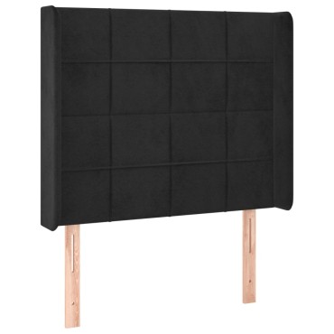 vidaXL Κεφαλάρι με Πτερύγια Μαύρο 93x16x118/128cm Βελούδινο 1 τεμ.