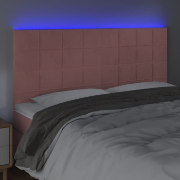 vidaXL Κεφαλάρι Κρεβατιού LED Ροζ 180x5x118/128cm Βελούδινο 1 τεμ.