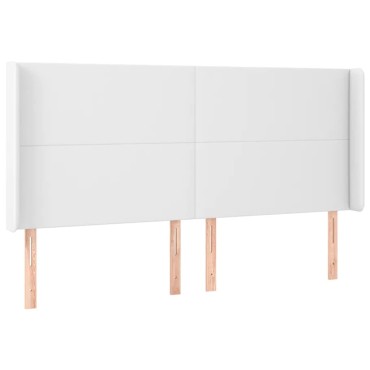vidaXL Κεφαλάρι Κρεβατιού LED Λευκό 163x16x118/128cm Συνθετ. Δέρμα 1 τεμ.