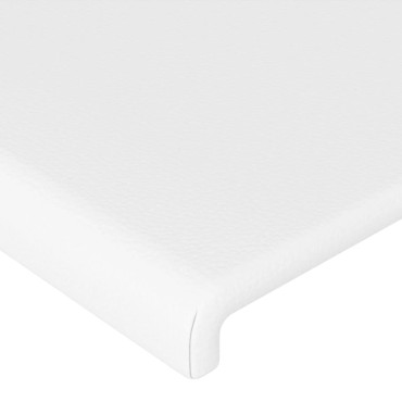 vidaXL Κεφαλάρι Κρεβατιού LED Λευκό 163x16x118/128cm Συνθετ. Δέρμα 1 τεμ.