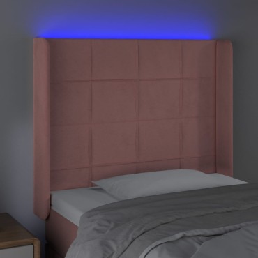 vidaXL Κεφαλάρι Κρεβατιού LED Ροζ 93x16x118/128cm Βελούδινο 1 τεμ.