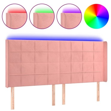 vidaXL Κεφαλάρι Κρεβατιού LED Ροζ 183x16x118/128cm Βελούδινο 1 τεμ.