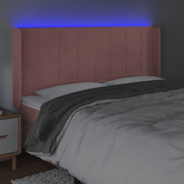 vidaXL Κεφαλάρι Κρεβατιού LED Ροζ 183x16x118/128cm Βελούδινο 1 τεμ.