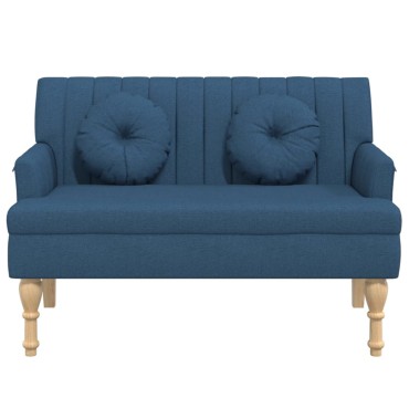 vidaXL Παγκάκι Μπλε 113x64,5x75,5cm Υφασμάτινο με Μαξιλάρια