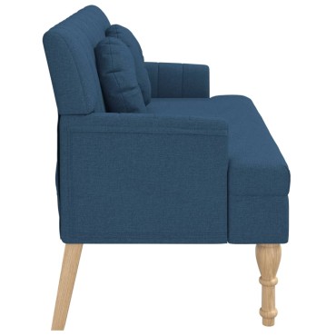 vidaXL Παγκάκι Μπλε 113x64,5x75,5cm Υφασμάτινο με Μαξιλάρια