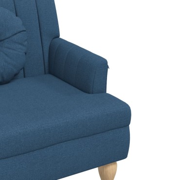 vidaXL Παγκάκι Μπλε 113x64,5x75,5cm Υφασμάτινο με Μαξιλάρια