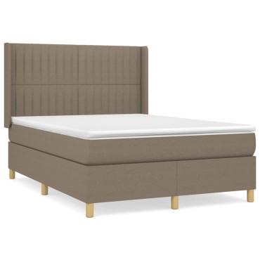 vidaXL Κρεβάτι Boxspring με Στρώμα Taupe 140x190cm Υφασμάτινο 1 τεμ. - Μονό