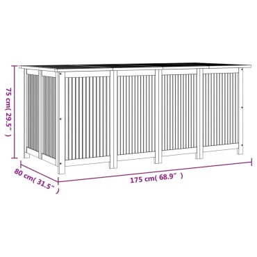 vidaXL Μπαούλο Αποθήκευσης Κήπου 175x80x75cm από Μασίφ Ξύλο Ακακίας 1 τεμ.