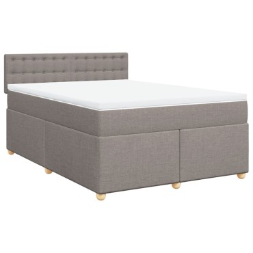 vidaXL Κρεβάτι Boxspring με Στρώμα Taupe 140x190 εκ. Υφασμάτινο