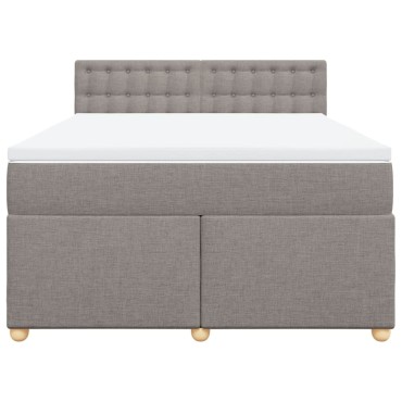 vidaXL Κρεβάτι Boxspring με Στρώμα Taupe 140x190 εκ. Υφασμάτινο