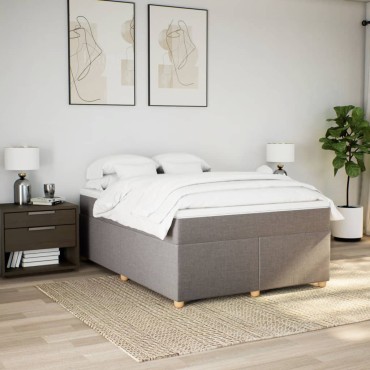vidaXL Κρεβάτι Boxspring με Στρώμα Taupe 140x190 εκ. Υφασμάτινο