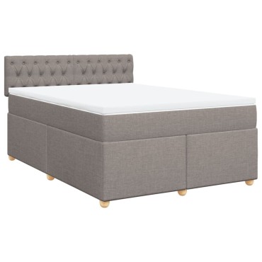 vidaXL Κρεβάτι Boxspring με Στρώμα Taupe 140x190 εκ. Υφασμάτινο