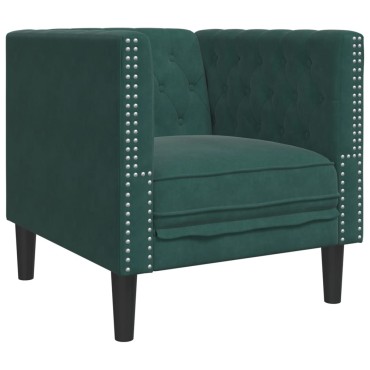 vidaXL Καναπές Chesterfield καρέκλα σκούρο πράσινο βελούδο 71x74,5x70,5cm