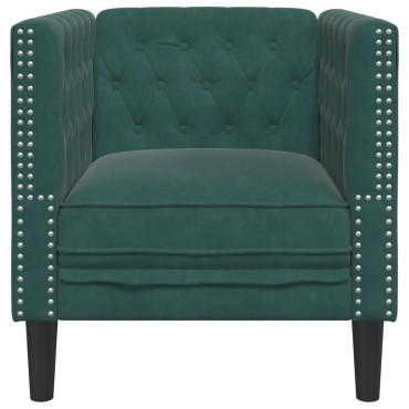 vidaXL Καναπές Chesterfield καρέκλα σκούρο πράσινο βελούδο 71x74,5x70,5cm