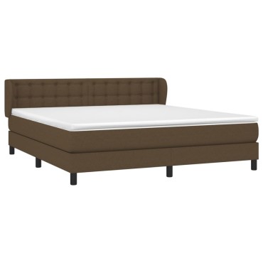 vidaXL Κρεβάτι Boxspring με Στρώμα Σκούρο Καφέ 160x200 εκ Υφασμάτινο