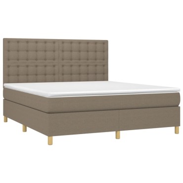 vidaXL Κρεβάτι Boxspring με Στρώμα & LED Taupe 160x200 εκ. Υφασμάτινο