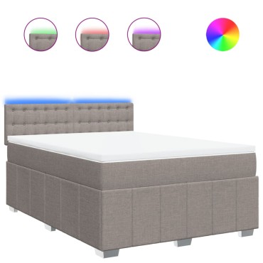 vidaXL Κρεβάτι Boxspring με Στρώμα Taupe 160x200 εκ. Υφασμάτινο