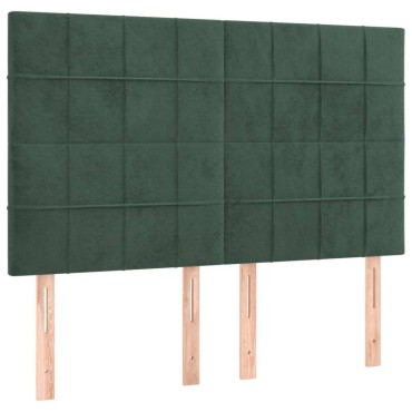 vidaXL Κρεβάτι Boxspring με Στρώμα Σκούρο Πράσινο 140x200εκ. Βελούδινο