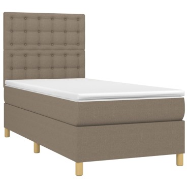 vidaXL Κρεβάτι Boxspring με Στρώμα & LED Taupe 80x200 εκ. Υφασμάτινο