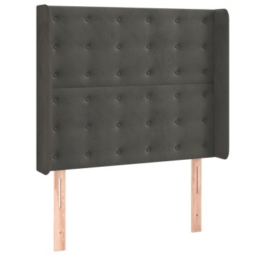 vidaXL Κρεβάτι Boxspring με Στρώμα & LED Σκ. Γκρι 80x200 εκ. Βελούδινο