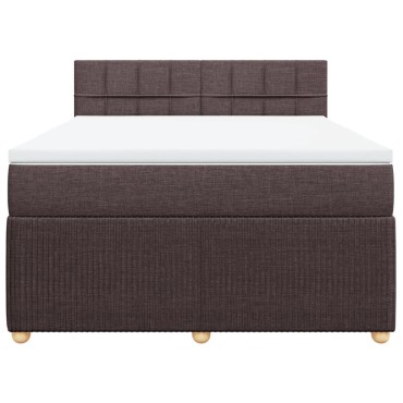 vidaXL Κρεβάτι Boxspring με Στρώμα Σκούρο Καφέ 140x200 εκ Υφασμάτινο