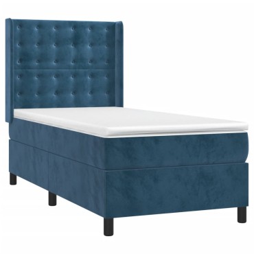 vidaXL Κρεβάτι Boxspring με Στρώμα Σκούρο Μπλε 80 x 200 εκ. Βελούδινο
