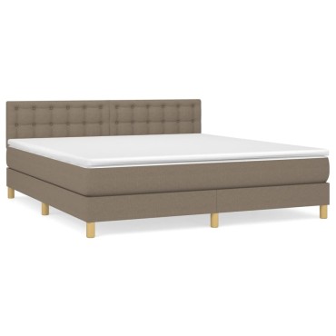 vidaXL Κρεβάτι Boxspring με Στρώμα Taupe 160x200 εκ. Υφασμάτινο