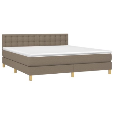 vidaXL Κρεβάτι Boxspring με Στρώμα Taupe 160x200 εκ. Υφασμάτινο