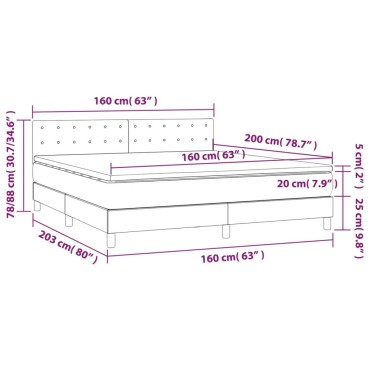 vidaXL Κρεβάτι Boxspring με Στρώμα Taupe 160x200 εκ. Υφασμάτινο