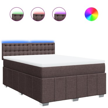 vidaXL Κρεβάτι Boxspring με Στρώμα Σκούρο Καφέ 160x200 εκ Υφασμάτινο