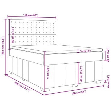 vidaXL Κρεβάτι Boxspring με Στρώμα Taupe 160x200 εκ. Υφασμάτινο