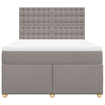 vidaXL Κρεβάτι Boxspring με Στρώμα Taupe 160x200cm Υφασμάτινο 1 τεμ. - Διπλό