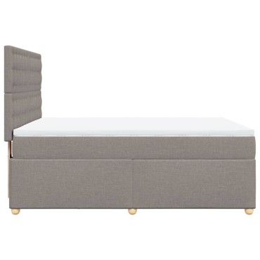vidaXL Κρεβάτι Boxspring με Στρώμα Taupe 160x200cm Υφασμάτινο 1 τεμ. - Διπλό